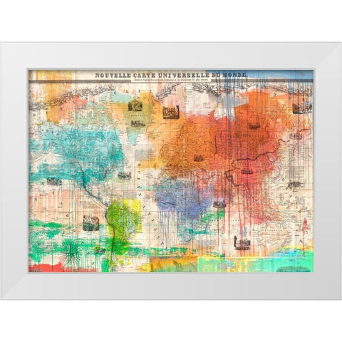 Map of the World 2.0 White Modern Wood Framed Art Print by Eric, Chestier