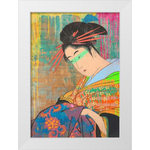 Hommage to Kitagawa White Modern Wood Framed Art Print by Chestier, Eric