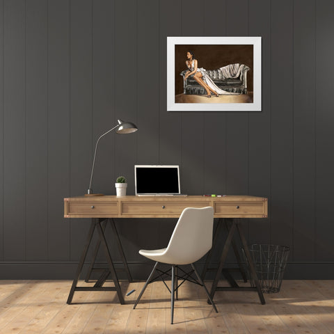 Caprice White Modern Wood Framed Art Print by Ciccone, Emilio