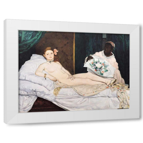 Olympia  White Modern Wood Framed Art Print by Manet, Edouard