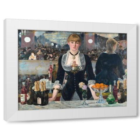 Bar at the Folies-BergÃ¨re White Modern Wood Framed Art Print by Manet, Edouard