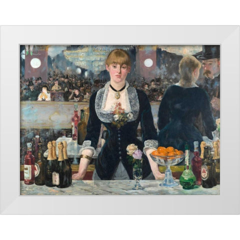 Bar at the Folies-BergÃ¨re White Modern Wood Framed Art Print by Manet, Edouard