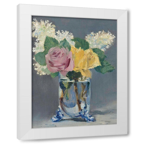 Lilas et roses White Modern Wood Framed Art Print by Manet, Edouard