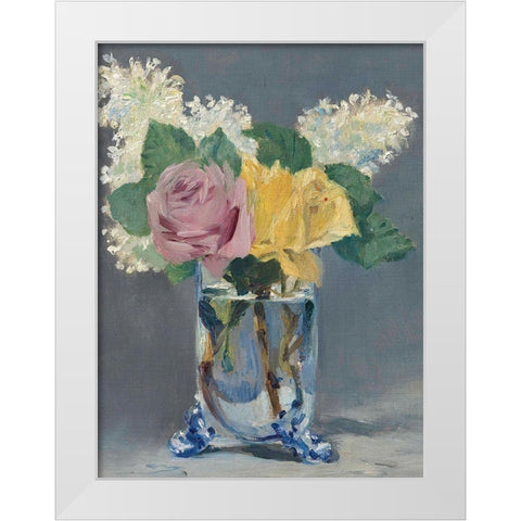Lilas et roses White Modern Wood Framed Art Print by Manet, Edouard