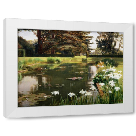 The Garden Sutton Place England White Modern Wood Framed Art Print by Spence, Ernest