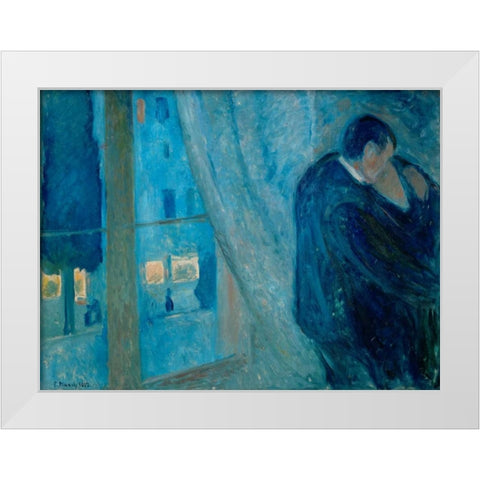 The Kiss White Modern Wood Framed Art Print by Munch, Edvard