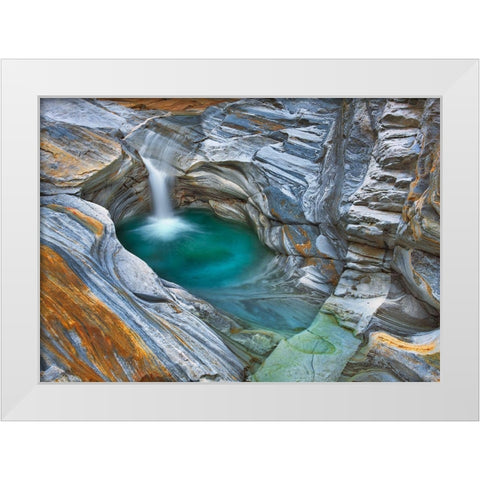 Valle Verzasca, Switzerland White Modern Wood Framed Art Print by Frank, Krahmer