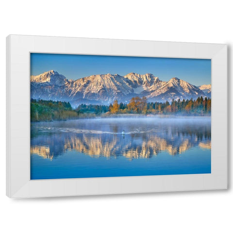 Allgaeu Alps and Hopfensee lake, Bavaria, Germany White Modern Wood Framed Art Print by Frank, Krahmer