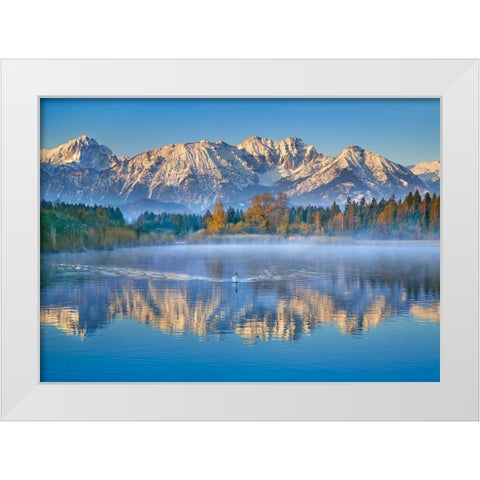 Allgaeu Alps and Hopfensee lake, Bavaria, Germany White Modern Wood Framed Art Print by Frank, Krahmer