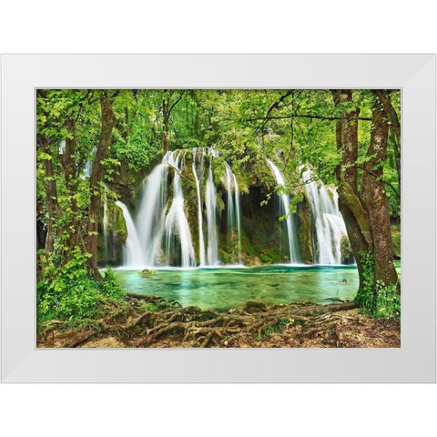 Cascade des Tufs (Alps- French Jura) White Modern Wood Framed Art Print by Krahmer, Frank