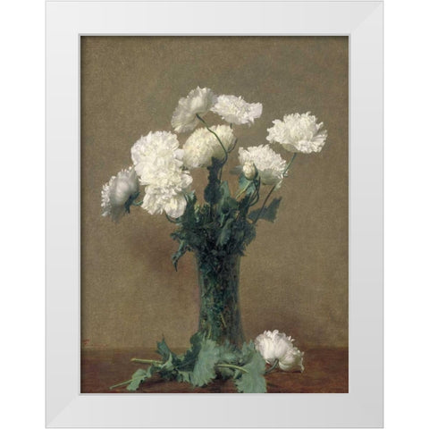 White Poppies White Modern Wood Framed Art Print by Fantin-Latour, Henri