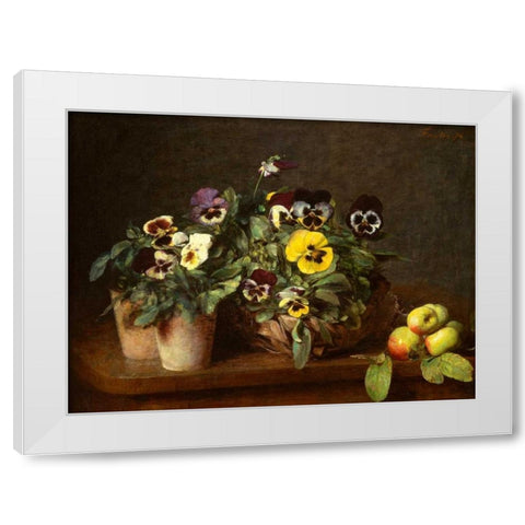 Still Life with Pansies  White Modern Wood Framed Art Print by Fantin-Latour, Henri