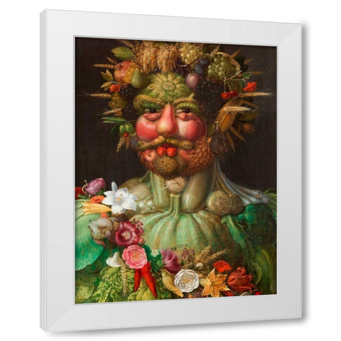 Rudolf II of Habsburg as Vertumnus White Modern Wood Framed Art Print by Arcimboldo, Giuseppe