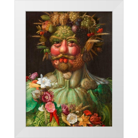 Rudolf II of Habsburg as Vertumnus White Modern Wood Framed Art Print by Arcimboldo, Giuseppe