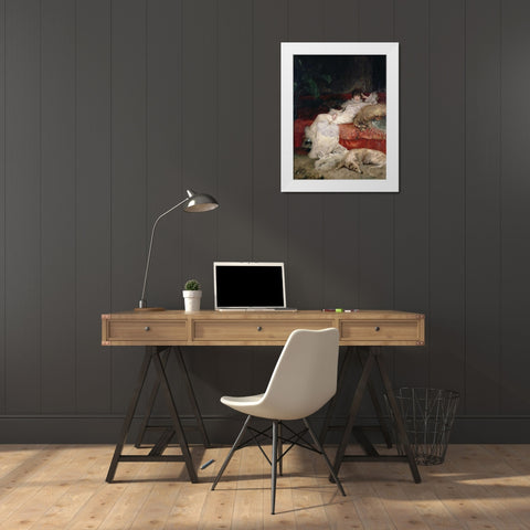 Sarah Bernhardt White Modern Wood Framed Art Print by Clairin ,Georges