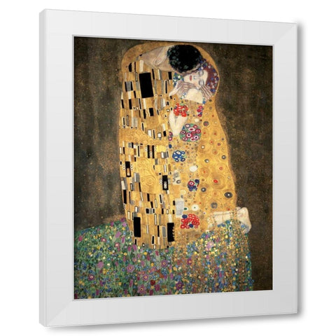 The Kiss White Modern Wood Framed Art Print by Klimt, Gustav