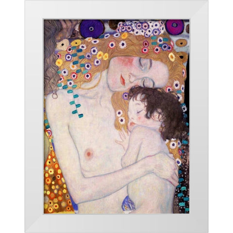 Le Tre eta della donna White Modern Wood Framed Art Print by Klimt, Gustav