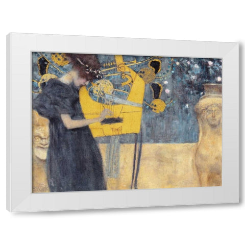 Musik White Modern Wood Framed Art Print by Klimt, Gustav