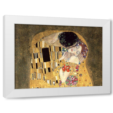 The Kiss (detail) White Modern Wood Framed Art Print by Gustav, Klimt