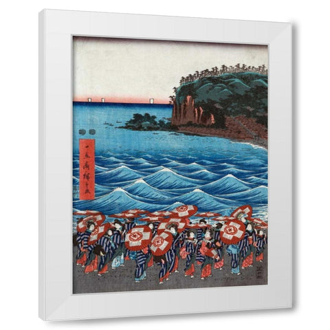 Opening celebration of Benzaiten I White Modern Wood Framed Art Print by Hiroshige, Ando