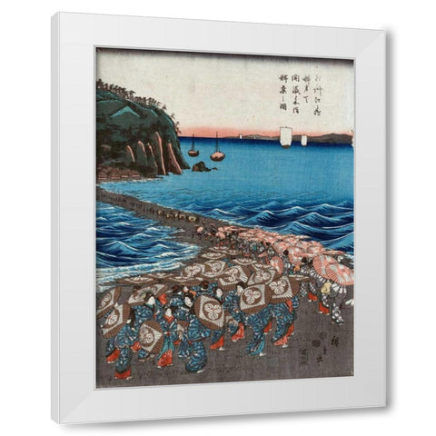 Opening celebration of Benzaiten II White Modern Wood Framed Art Print by Hiroshige, Ando