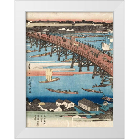 Woodcut I White Modern Wood Framed Art Print by Hiroshige, Ando