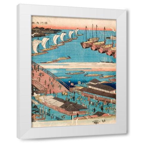 Woodcut II White Modern Wood Framed Art Print by Hiroshige, Ando