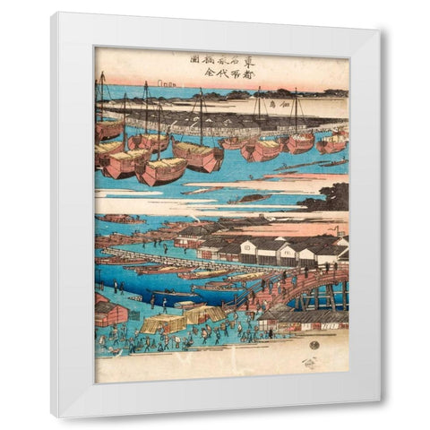 Woodcut III White Modern Wood Framed Art Print by Hiroshige, Ando