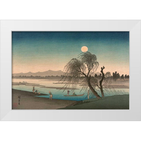 Fukeiga White Modern Wood Framed Art Print by Hiroshige, Ando