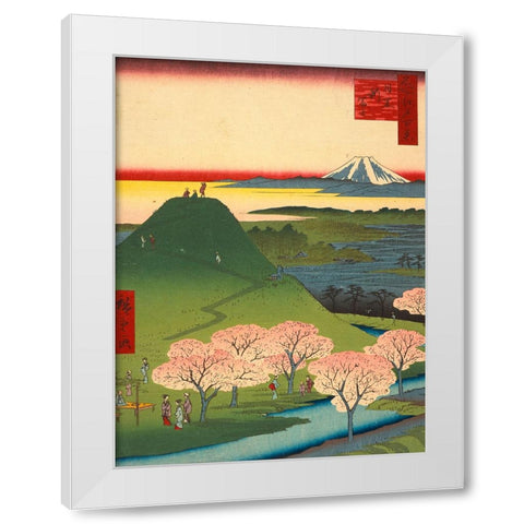 New Fuji, Meguro White Modern Wood Framed Art Print by Hiroshige, Ando