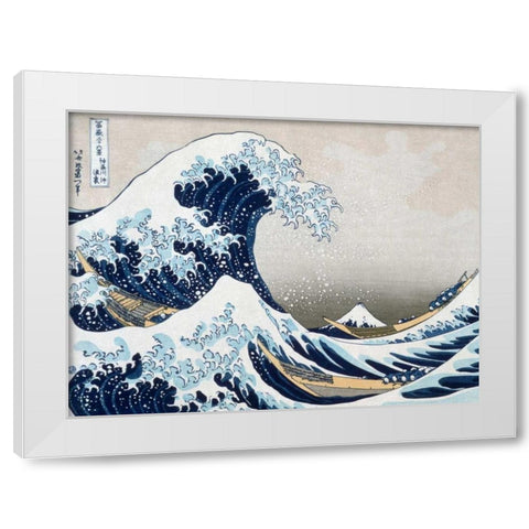The Wave off Kanagawa White Modern Wood Framed Art Print by Hokusai