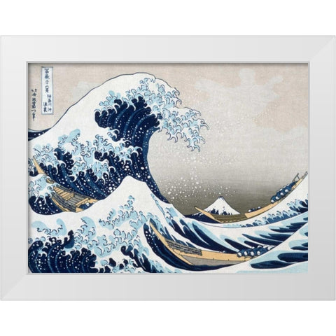 The Wave off Kanagawa White Modern Wood Framed Art Print by Hokusai