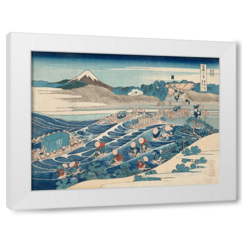 Fuji Seen from Kanaya on the Tokaido (From 36 Views of Mount Fuji) White Modern Wood Framed Art Print by Hokusai, Katsushika