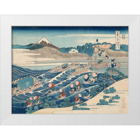 Fuji Seen from Kanaya on the Tokaido (From 36 Views of Mount Fuji) White Modern Wood Framed Art Print by Hokusai, Katsushika