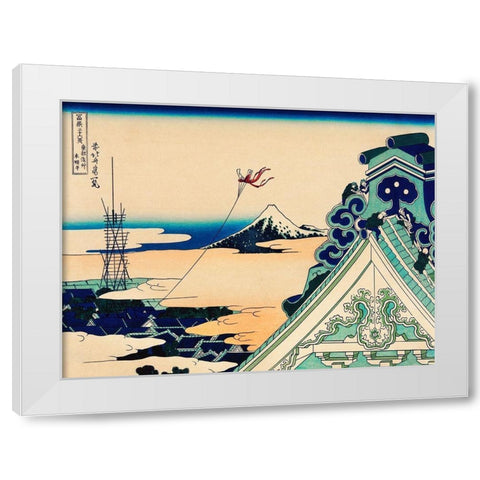Temple at Asakusa in the Eastern Capital White Modern Wood Framed Art Print by Hokusai, Katsushika