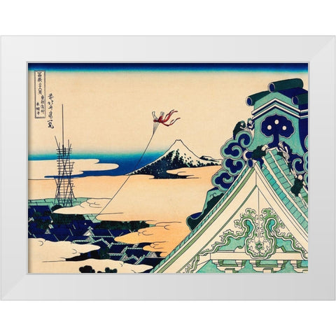 Temple at Asakusa in the Eastern Capital White Modern Wood Framed Art Print by Hokusai, Katsushika