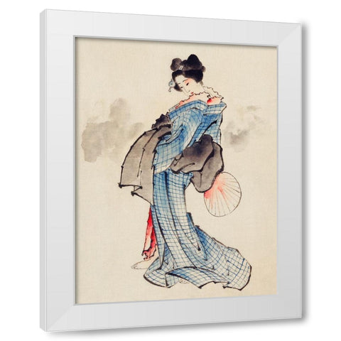 Courtesan White Modern Wood Framed Art Print by Hokusai, Katsushika
