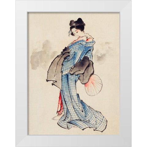 Courtesan White Modern Wood Framed Art Print by Hokusai, Katsushika