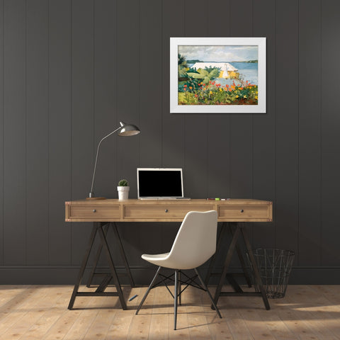 Flower Garden and Bungalow, Bermuda White Modern Wood Framed Art Print by Homer, Winslow
