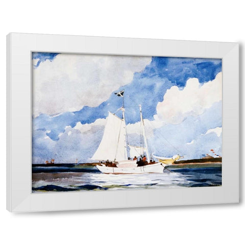 Fishing Schooner, Nassau  White Modern Wood Framed Art Print by Homer, Winslow
