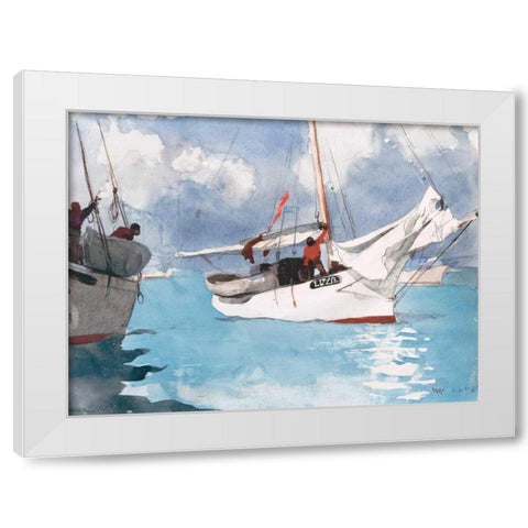 Fishing Boats, Key West White Modern Wood Framed Art Print by Homer, Winslow