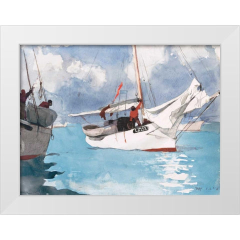Fishing Boats, Key West White Modern Wood Framed Art Print by Homer, Winslow