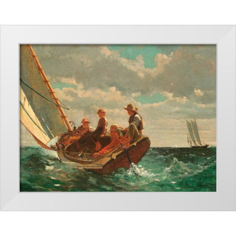 Breezing Up (A Fair Wind) White Modern Wood Framed Art Print by Homer, Winslow