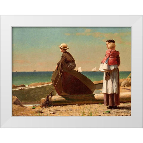 Dadâ€™s Coming (detail) White Modern Wood Framed Art Print by Homer, Winslow