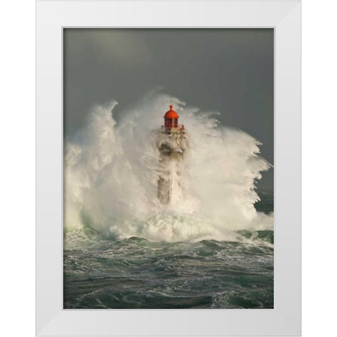 La Jument White Modern Wood Framed Art Print by Guichard, Jean