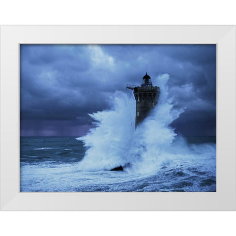 Phare du Four Bretagne White Modern Wood Framed Art Print by Guichard, Jean