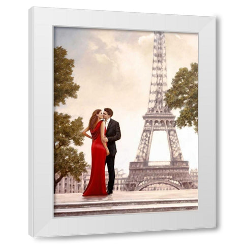Romance in Paris I White Modern Wood Framed Art Print by Silver, John