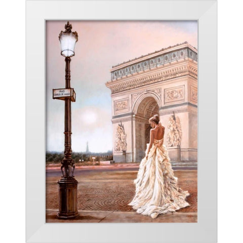 Romance in Paris II White Modern Wood Framed Art Print by Silver, John
