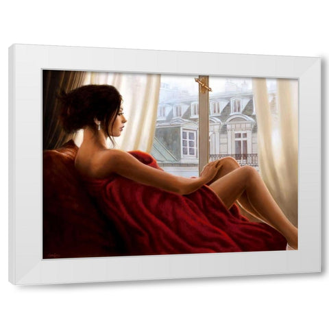 At the window White Modern Wood Framed Art Print by Silver, John