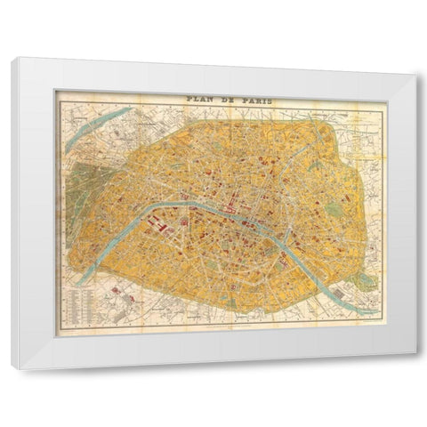 Gilded Map of Paris White Modern Wood Framed Art Print by Joannoo